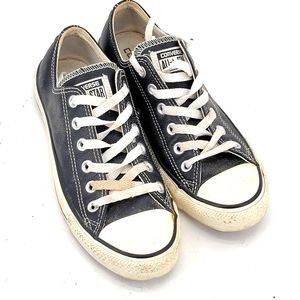Converse All Star Slip-On Low Top Black Leather Shoes Size Men 6 Women 8